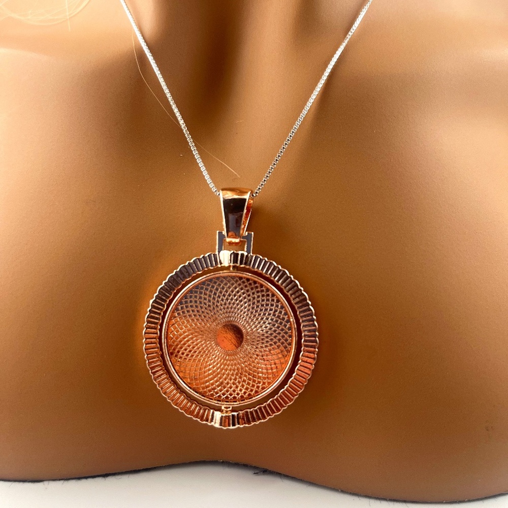 Rose Gold Vermeil Spinning Picture Memory charm pendant, Picture pendant for men
